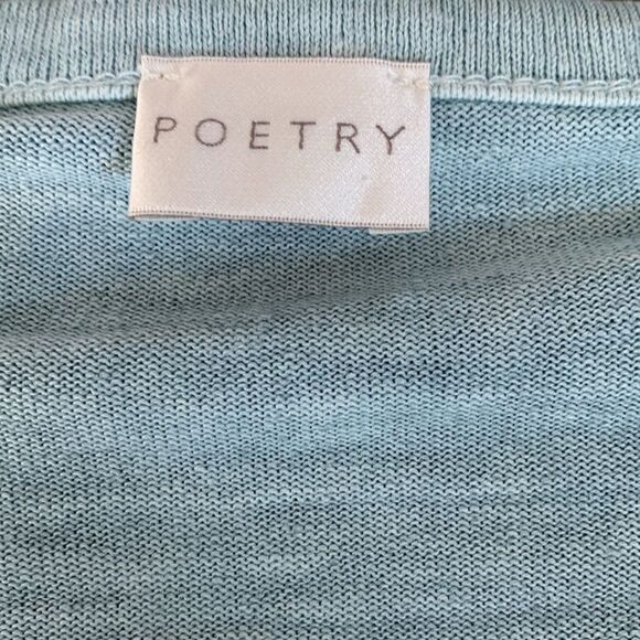 Poetry Hemp Organic Cotton Button-Up Cardigan Short Sleeve Pockets Blue Size 14 - Picture 7 of 10
